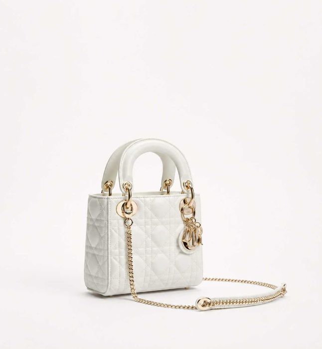 Дамска Чанта Mini Lady Dior - Луксозен Модел в Бяло и Черно