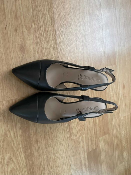 Sandale Caprice, culoare negru, piele, NOI