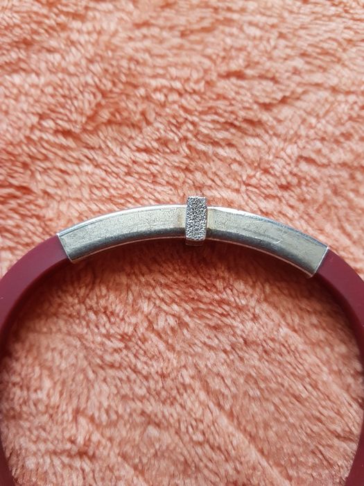 Bratara argint 925 Italy ,silicon, model plăcută gen cruce,deosebita