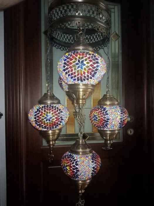 Elegant lampadar în stil oriental cu sticle mozaic lucrate integral ma