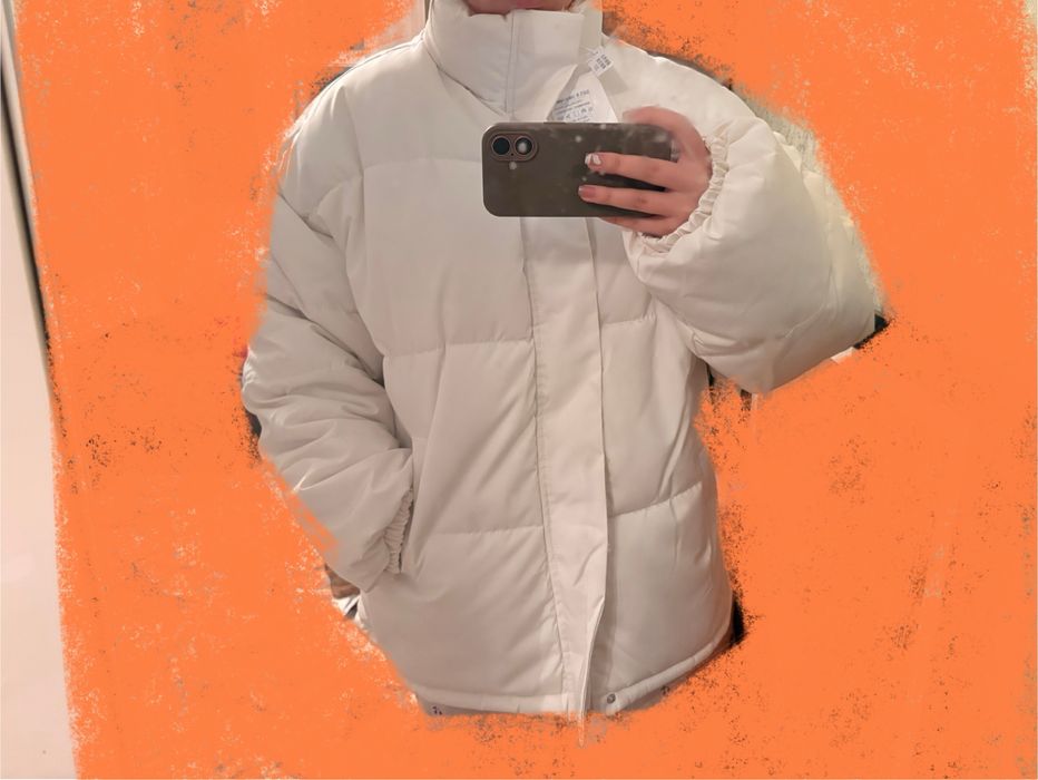 Куртка Белая оверсайз,теплая