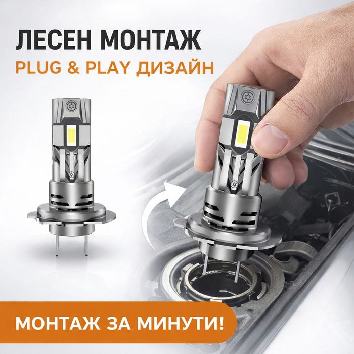 ЛЕД Крушки Н7  mini GEN2 + Подарък LED T10