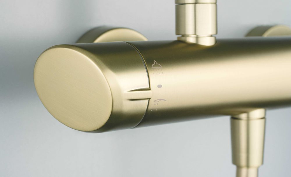 Златна мат душ колона тип дъжд със смесител  Arnika Brush Gold