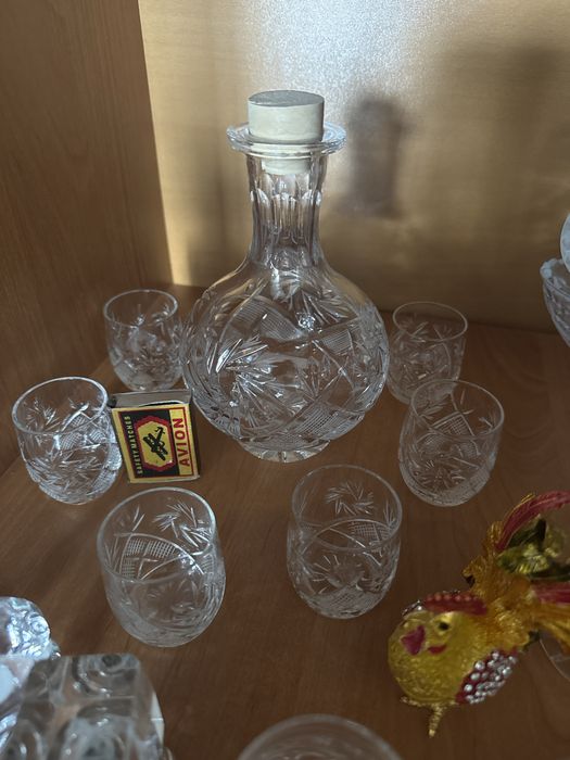 Хрусталь набор графин и 6 фужеров