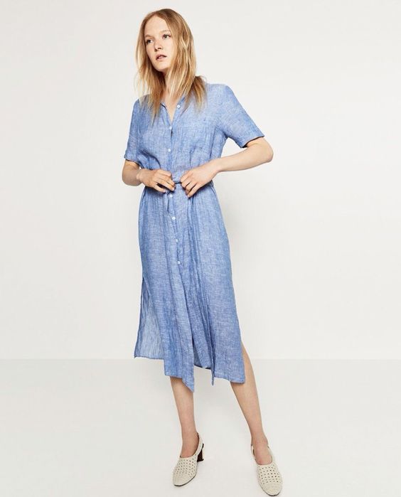 ZARA 100% лен рокля