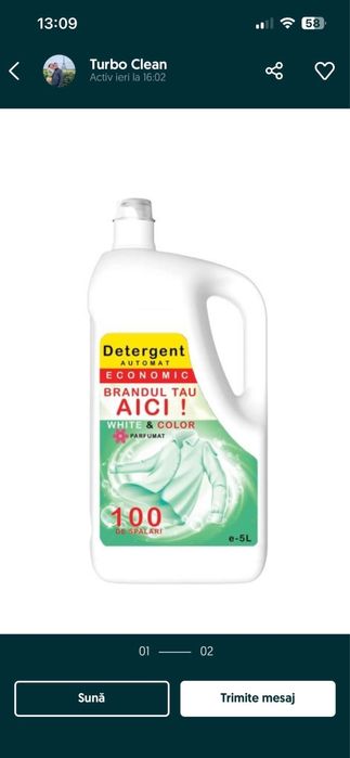 Detergent lichid de rufe vrac 15% substanta activa totala pret la tona