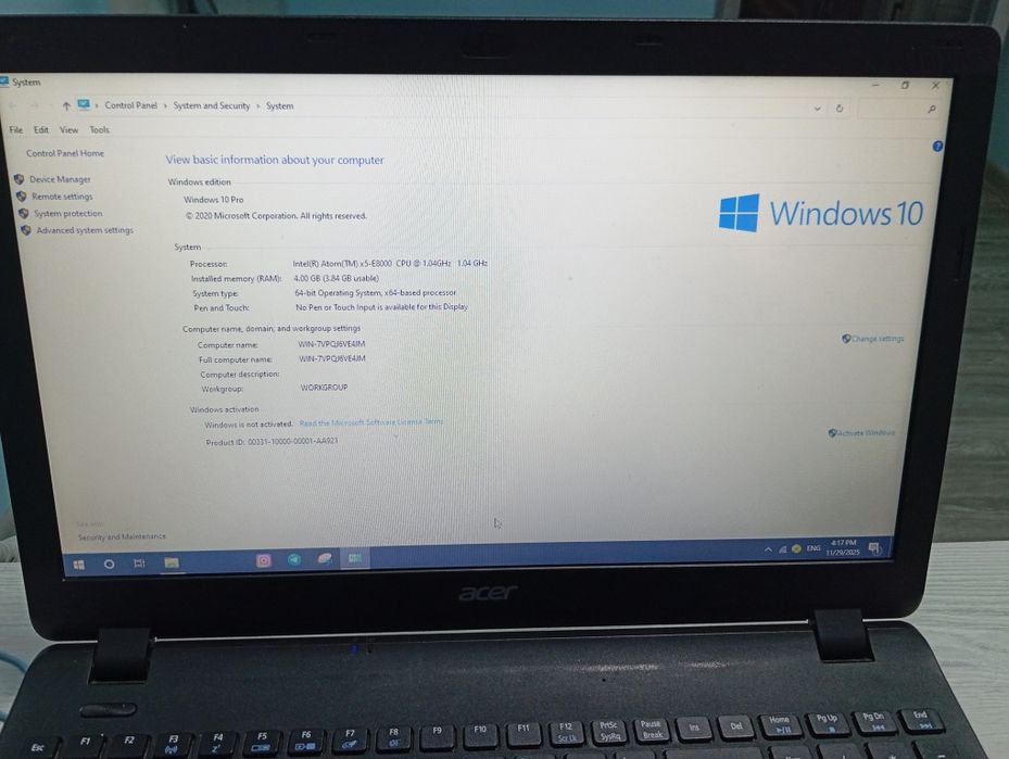 Офисный ноутбук Acer