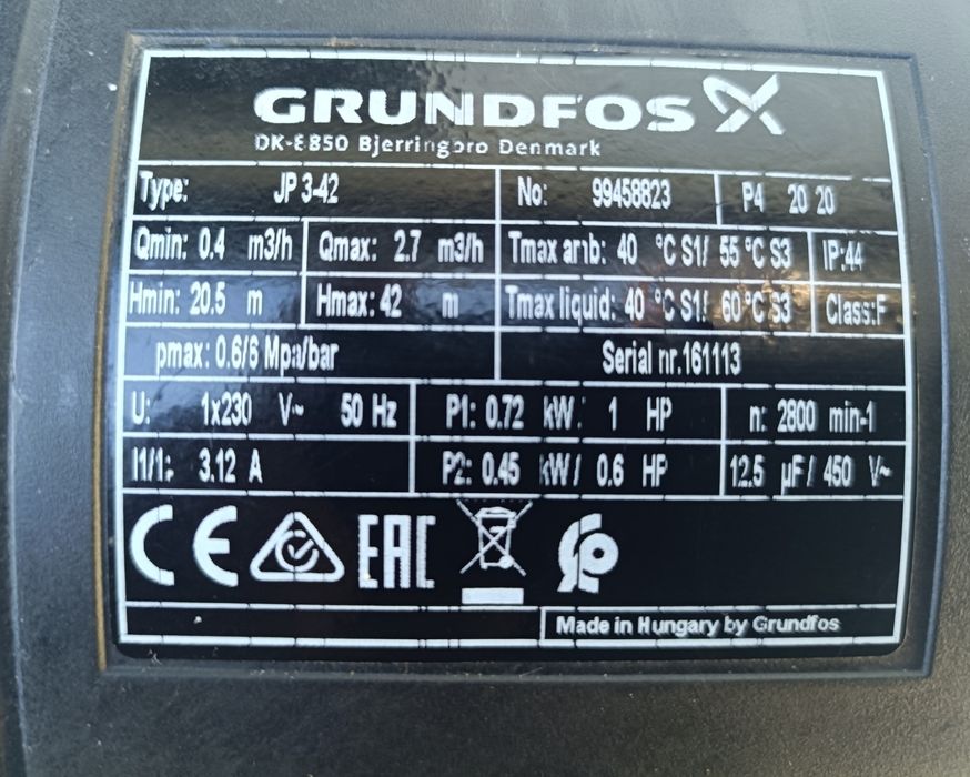 Pompa apa Grunfos jp3-42 ,3 mc/h, h max 42 m