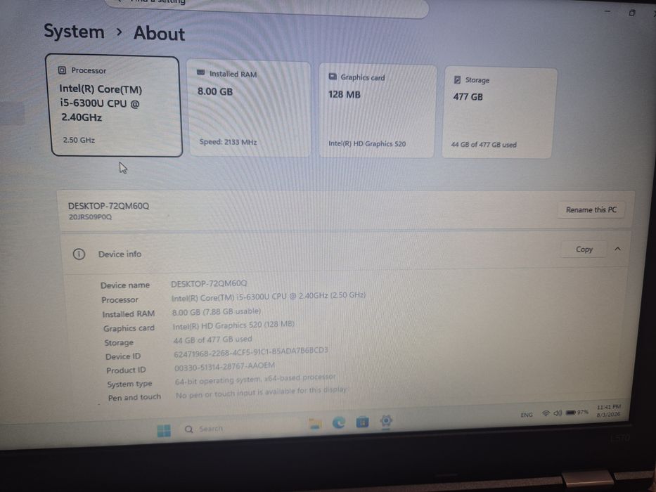 Laptop Lenovo ThinkPad L570