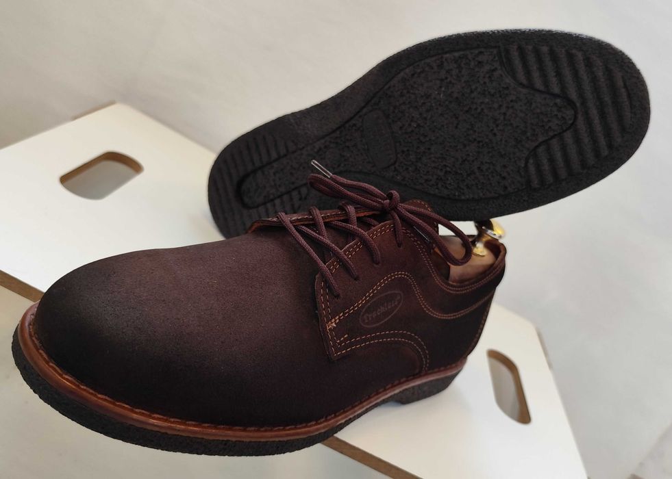 Pantofi derby 42 plain toe Trachiess NOI piele naturala moale suede