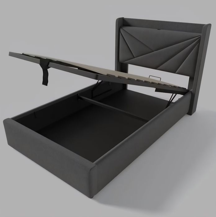 PROMO Pat dormitor 90/200cm, gri, USB