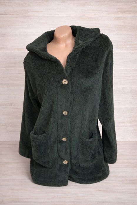 Jachetă damă neagră plușată, călduroasă