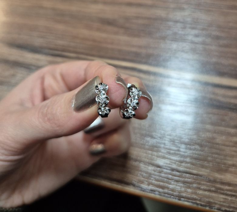 Нови сребърни обици сребърни обеци сребърни халки с цирконий