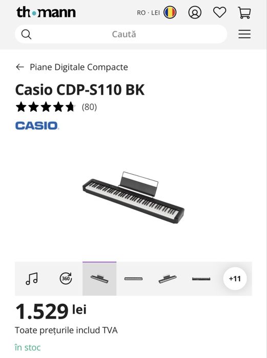 Pian electric Casio Cdp s110 Bk