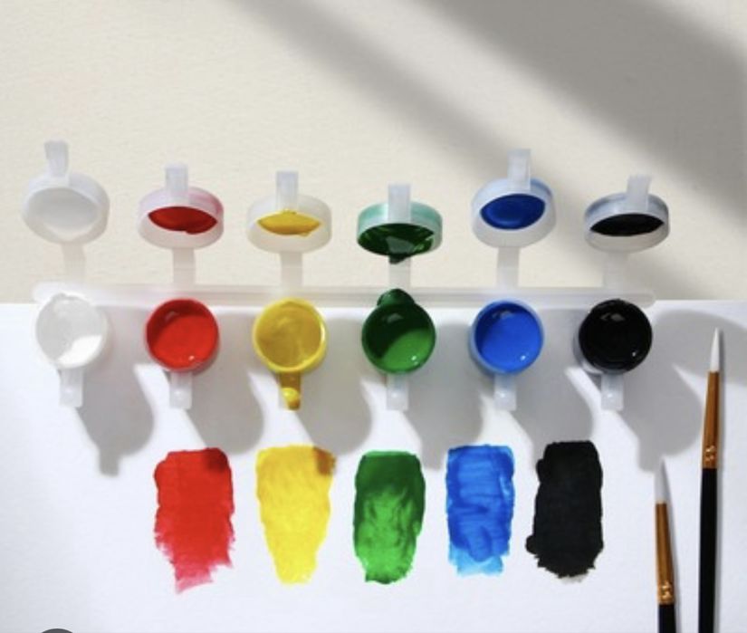 Краски 6цветов для рисования гуашь