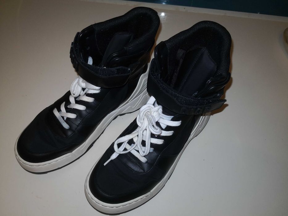 Dior Black/White Leather Jumper High Top Sneakers