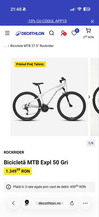 Bicicleta  MTB  EXPL 50 Gri