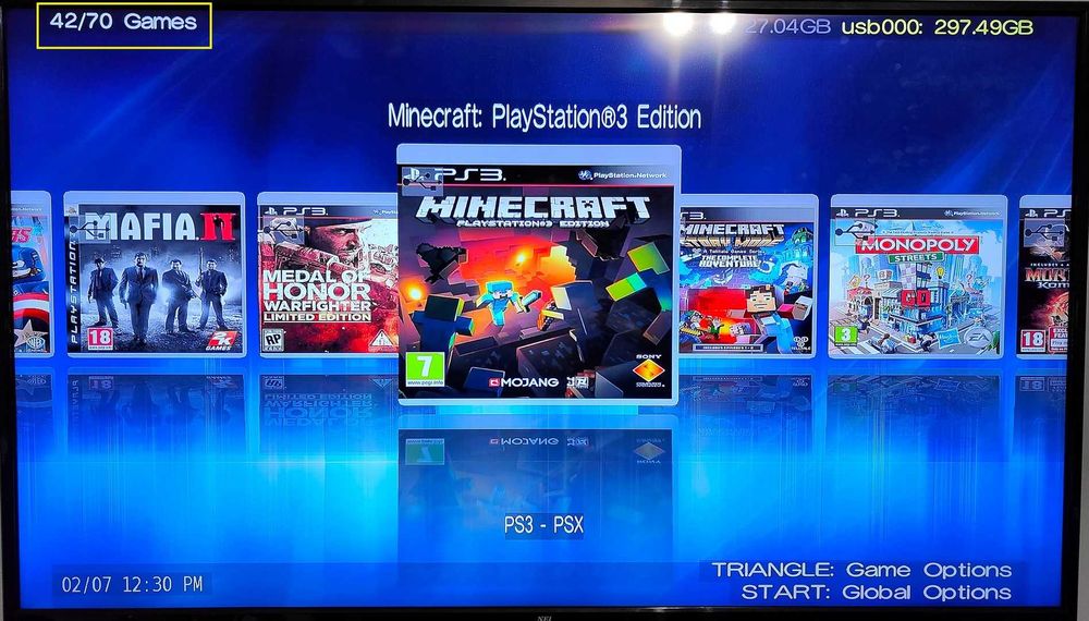 Memorie externa (USB), 70 jocuri PS3, GTA V, FIFA/FC 24, Minecraft