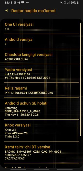 Samsung A8 2018 holati korka.