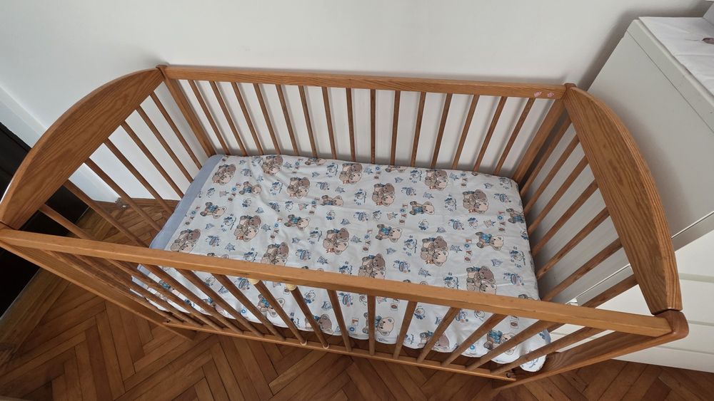 Pat de dormit copii patut bebe copil cu saltea lemn masiv