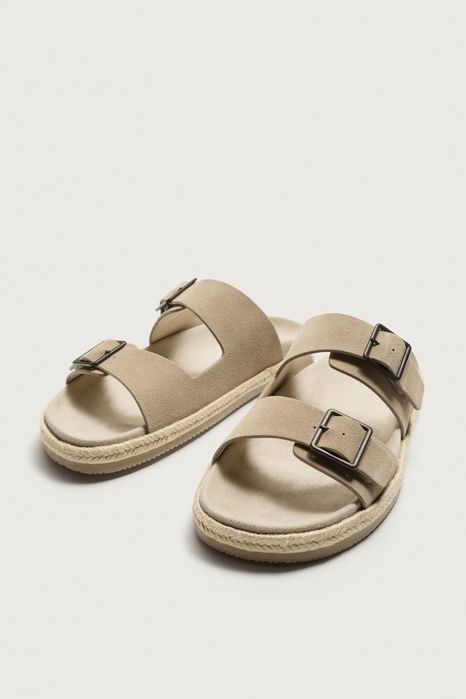 Zara Кожени Сандали с Двойна лента