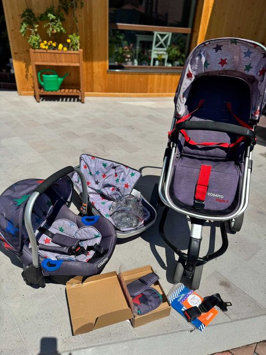 Carucior Cosatto Giggle 2, 3 in 1 Travel System, Grey Megastar