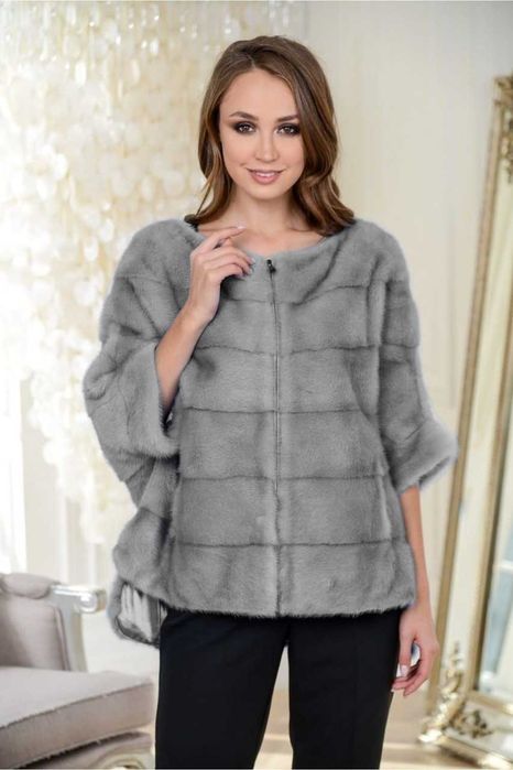 Haina blana vizon , Haină blană nurcă impecabila , Gri