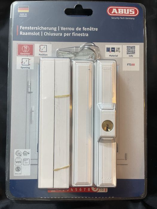 Sistem inchidere suplimentar ferestre ABUS FTS 88, material otel, culoare alb