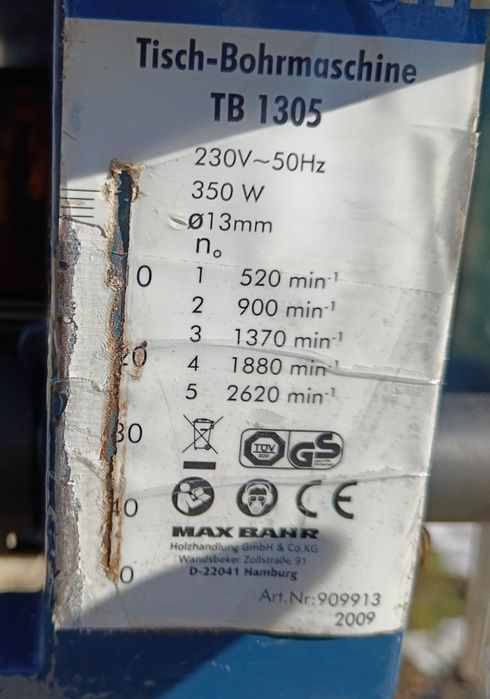 Bormașina de banc, cu coloană, motor 350W