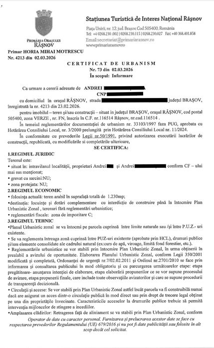 Teren intravilan Rasnov