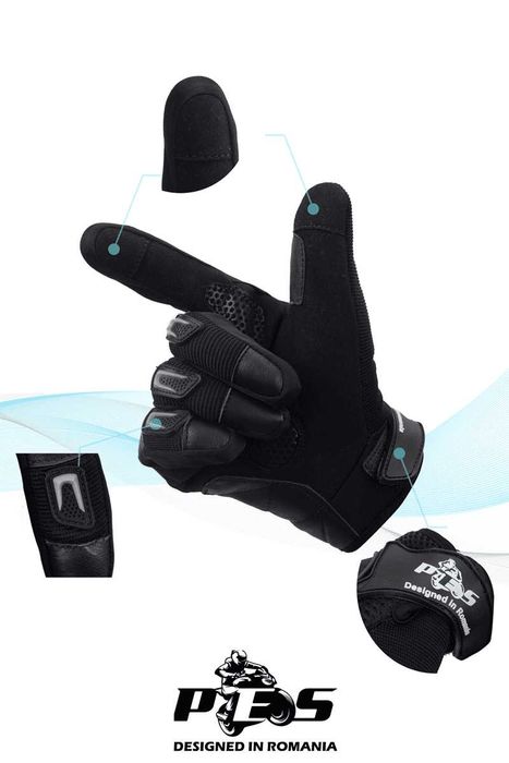 Mănuși Moto PES – Combinația Perfectă de Textil și Piele  carbon