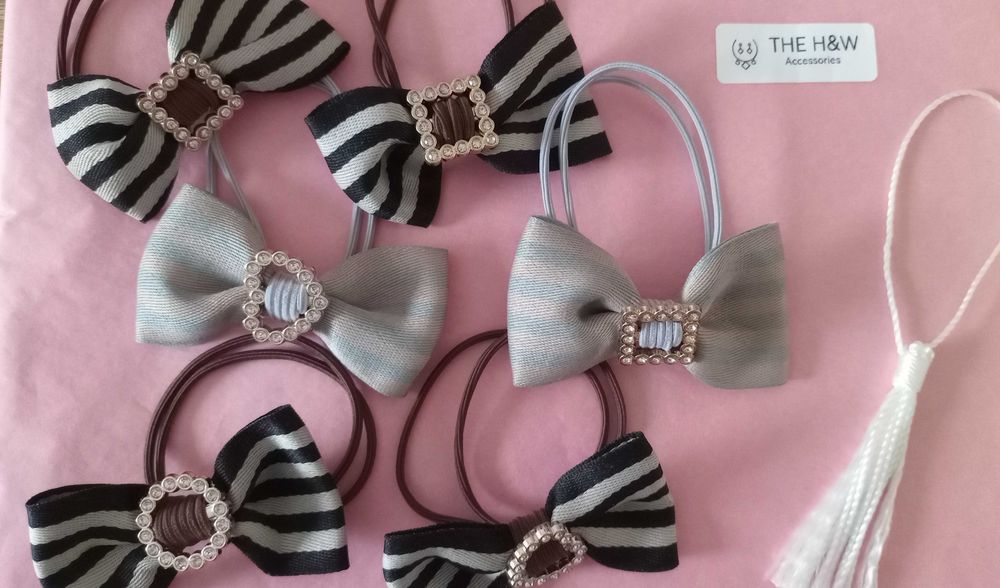 Ponytail hairtai elastic with cute bow 2 pcs