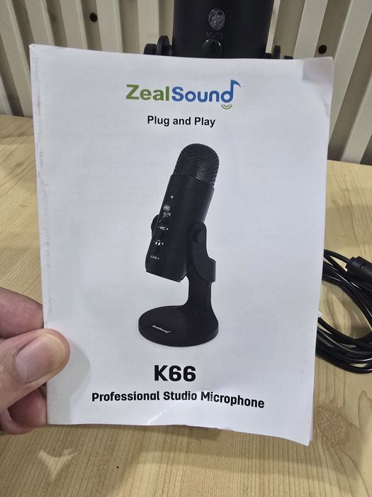 Микрофон ZealSound K66 USB – кондензаторен микрофон за запис, стрийминг и игри
