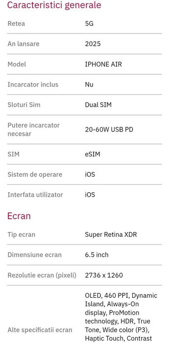 IPhone Air, 512 GB SIGILAT