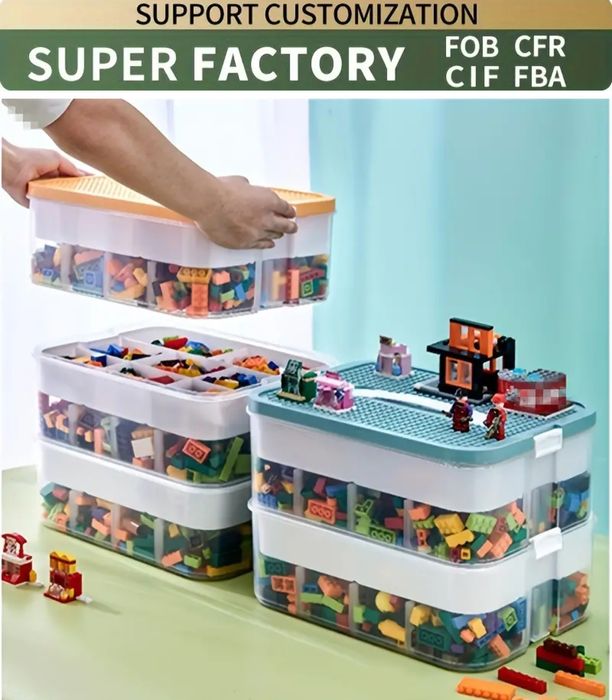 Кутия за съхранение на Lego органайзер за Lego части на 3 нива