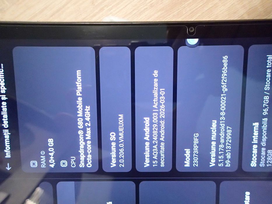 Tableta Redmi Pad SE;  11 inch; 128Gb/4+4Gb/ram, Android 15+ husa si geam protectie ; ca noua