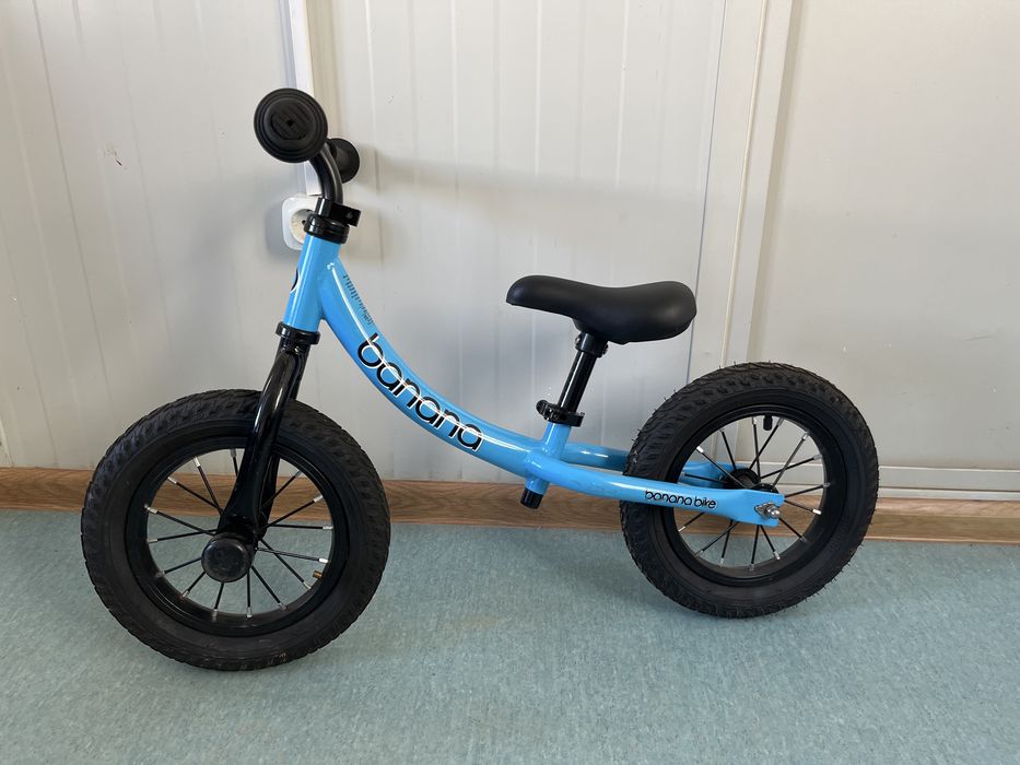 Bicicleta fara pedale Balance Bike, banana bike, 12 inch, varsta 2-5 ani, cadru din aluminiu, albastru