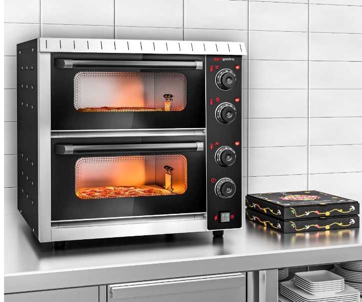 Cuptor electric mini pentru pizza – 4+4 x 20 cm – cu acționare manuală