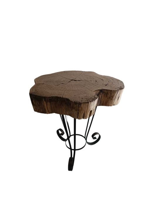 Noptiera de lux Lemn Salcam Imbatranit si baza Fier forjat