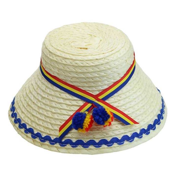 Pălărie,clop mare din paie,albastru sau rosu,oșan(maramureșeană),nouă