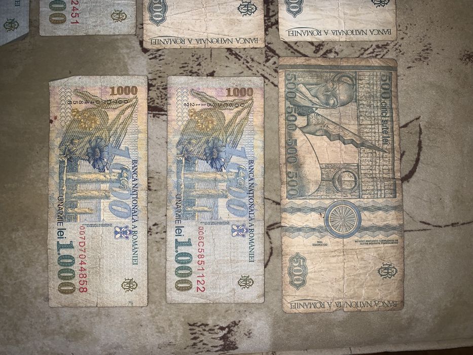 Bancnote românești vechi 1998 Brâncuși 500 lei Eminescu 1000 lei