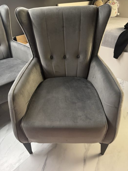 Сив фотьойл кадифена дамаска