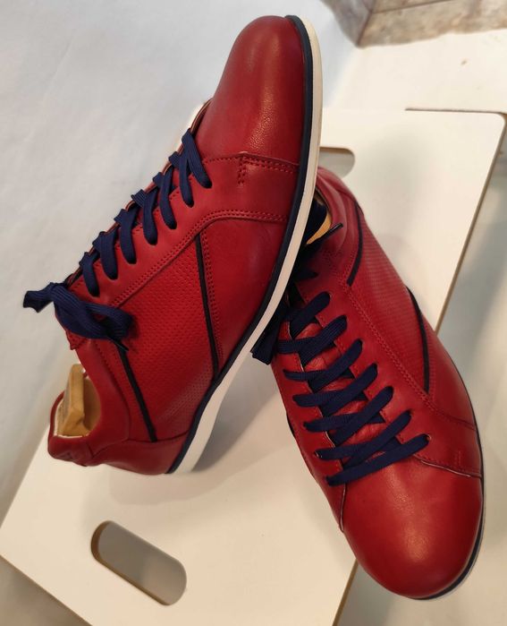 Pantofi sport casual 44 premium Wojas NOI piele naturala moale rosu