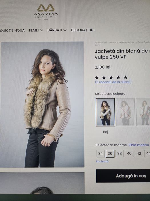 Haina blana naturala vulpe superba