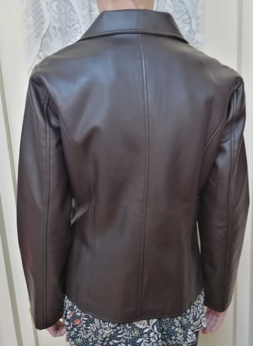 Redus 500RON.Sacou dama piele ecologica EMPORIO ARMANI, maro,marimea S