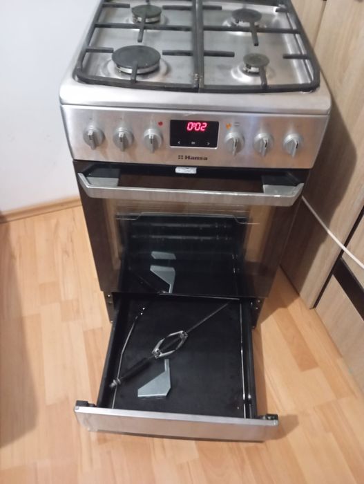 Aragaz  Hansa de inox cu rotisor.