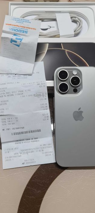 iPhone 16 Pro Natural Titanium 256Gb 95%baterie /in garantie IMPECABIL