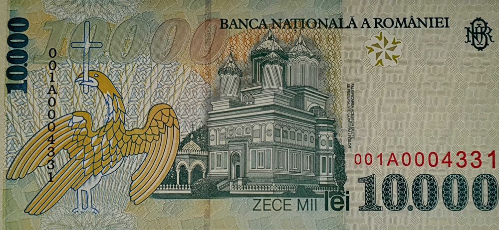Bancnota 10000 LEI 1999 UNC necirculata serie 001A
