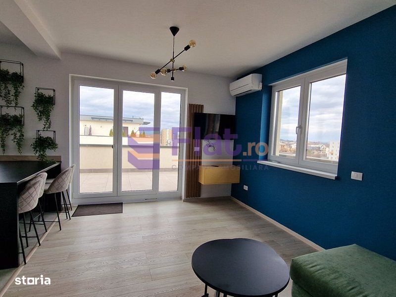 Penthouse de închiriat | 2 camere | Coresi – Tractorul | Terasă 50 mp