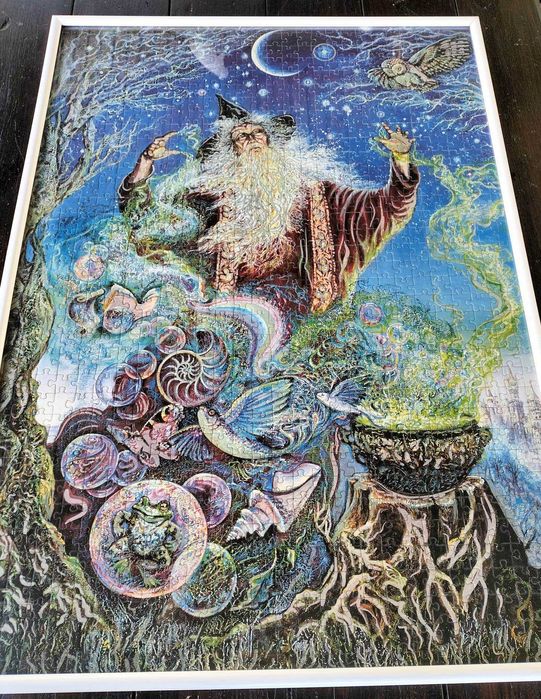 Merlin puzzle frumos fixat ca tablou, cu ramă